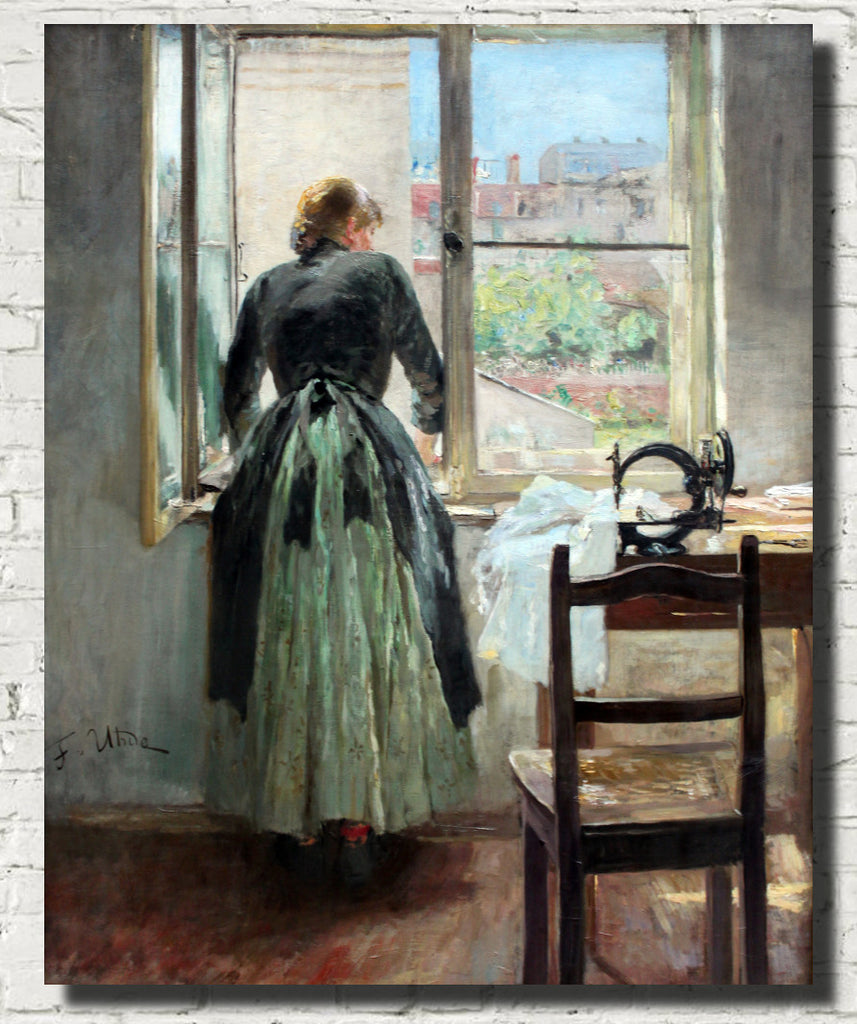 Fritz von Uhde Fine Art Print : At The Window