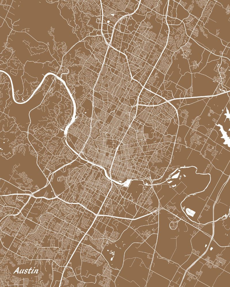 Austin City Street Map Print Custom Map Austin Texas - OnTrendAndFab