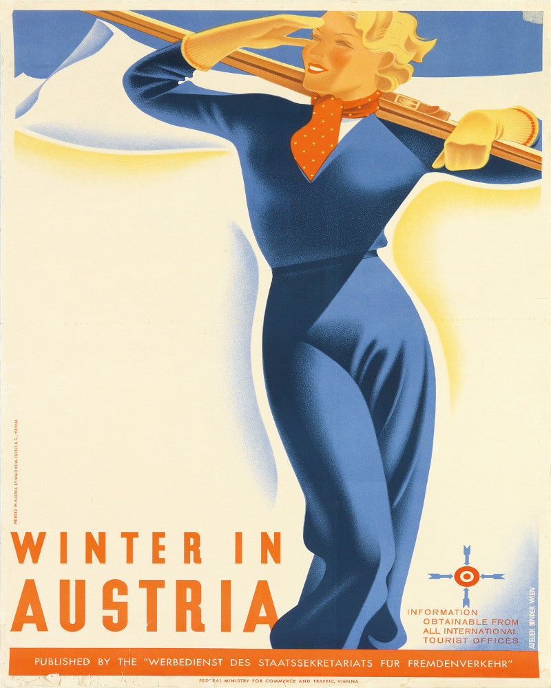 Austria Winter Skiing Print Vintage Travel Poster Art - OnTrendAndFab