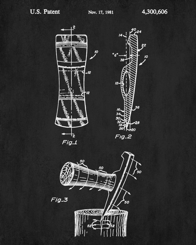 Axe Patent Print Hand Tools Blueprint Workshop Poster