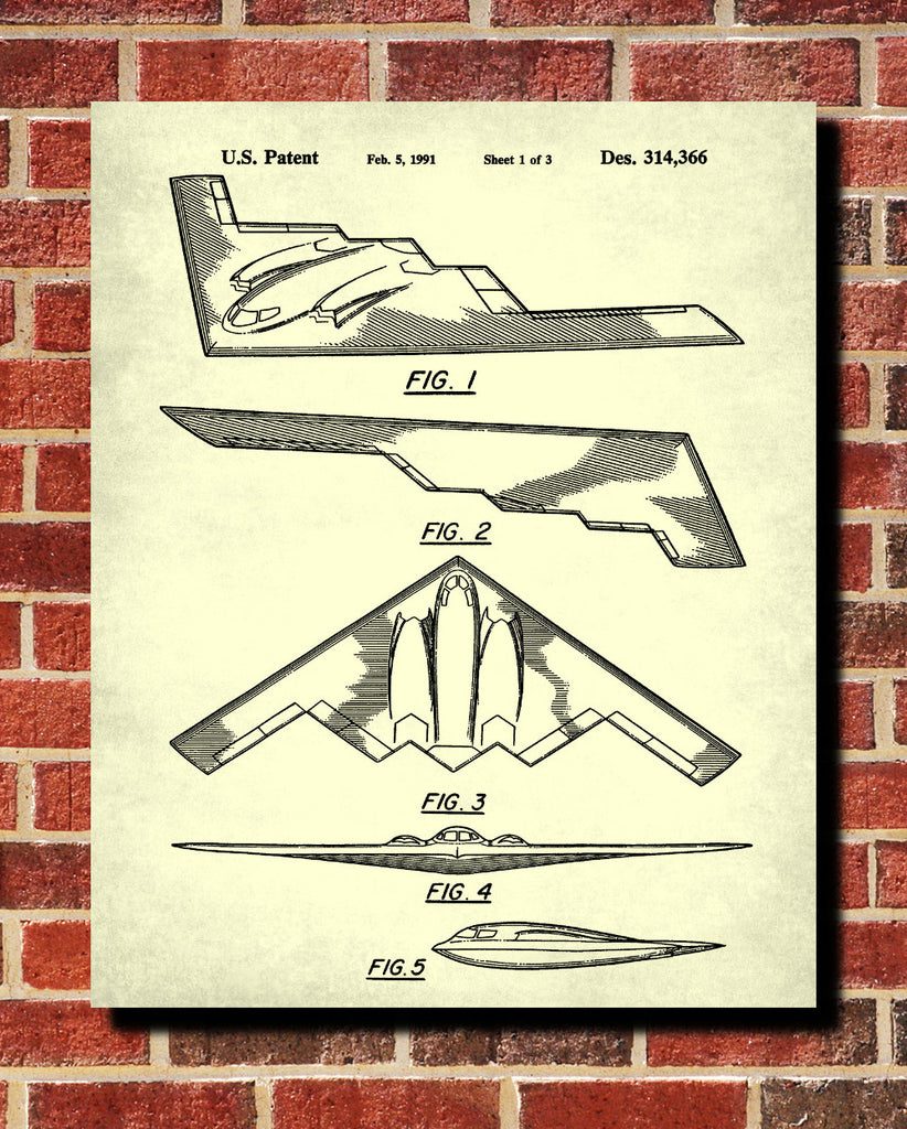 B2 Bomber Aircraft Blueprint Art Patent Print Wall Art Poster - OnTrendAndFab