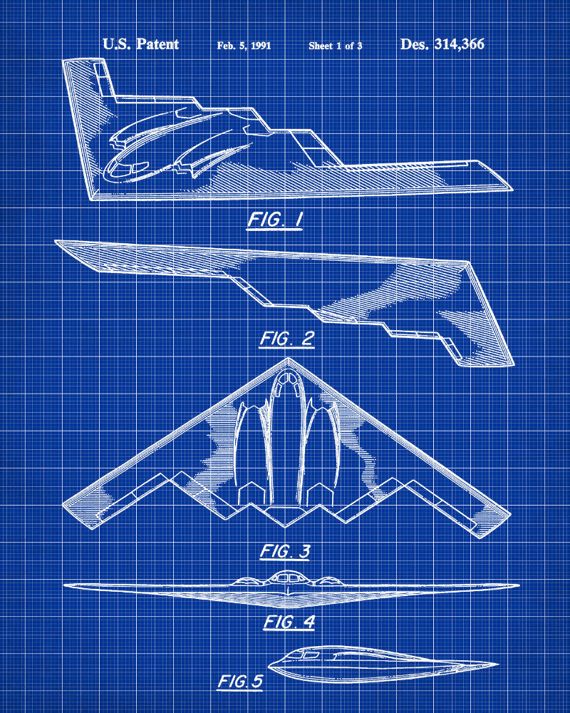 B2 Bomber Aircraft Blueprint Art Patent Print Wall Art Poster - OnTrendAndFab