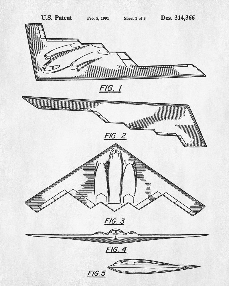 B2 Bomber Aircraft Blueprint Art Patent Print Wall Art Poster - OnTrendAndFab