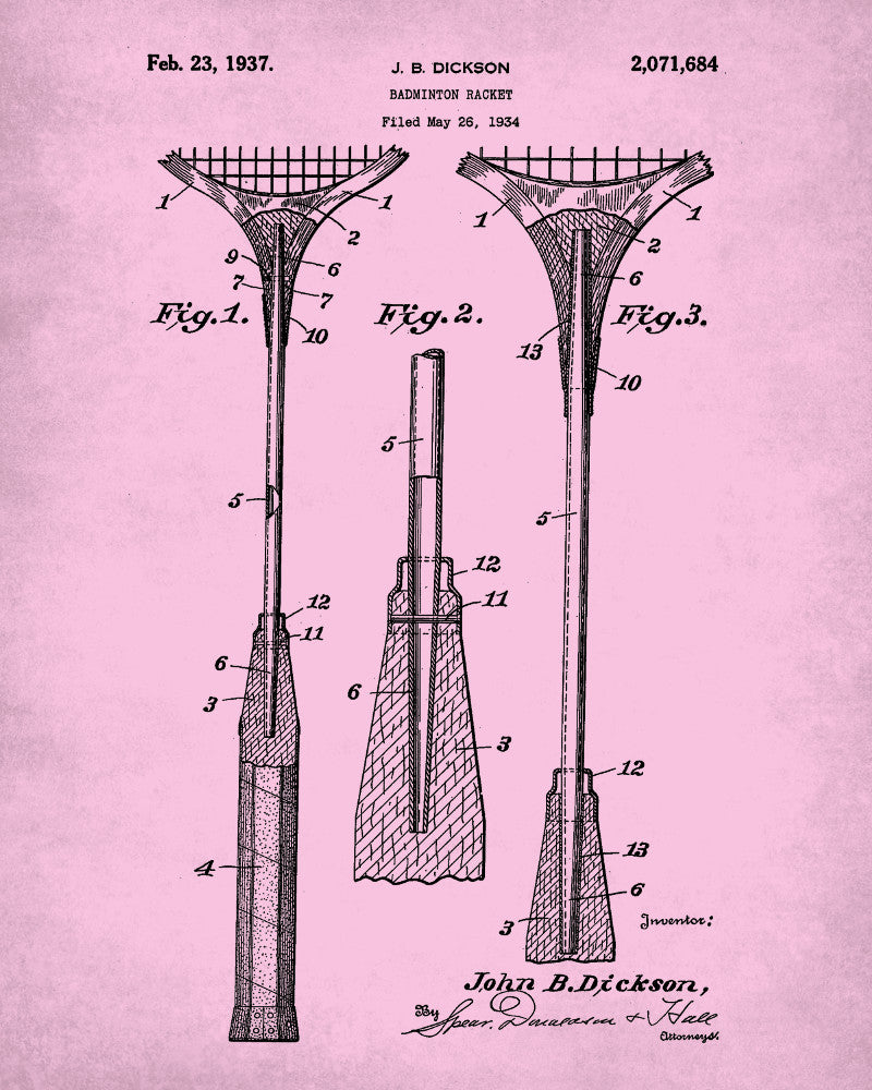 Badminton Patent Print Sports Blueprint Poster - OnTrendAndFab