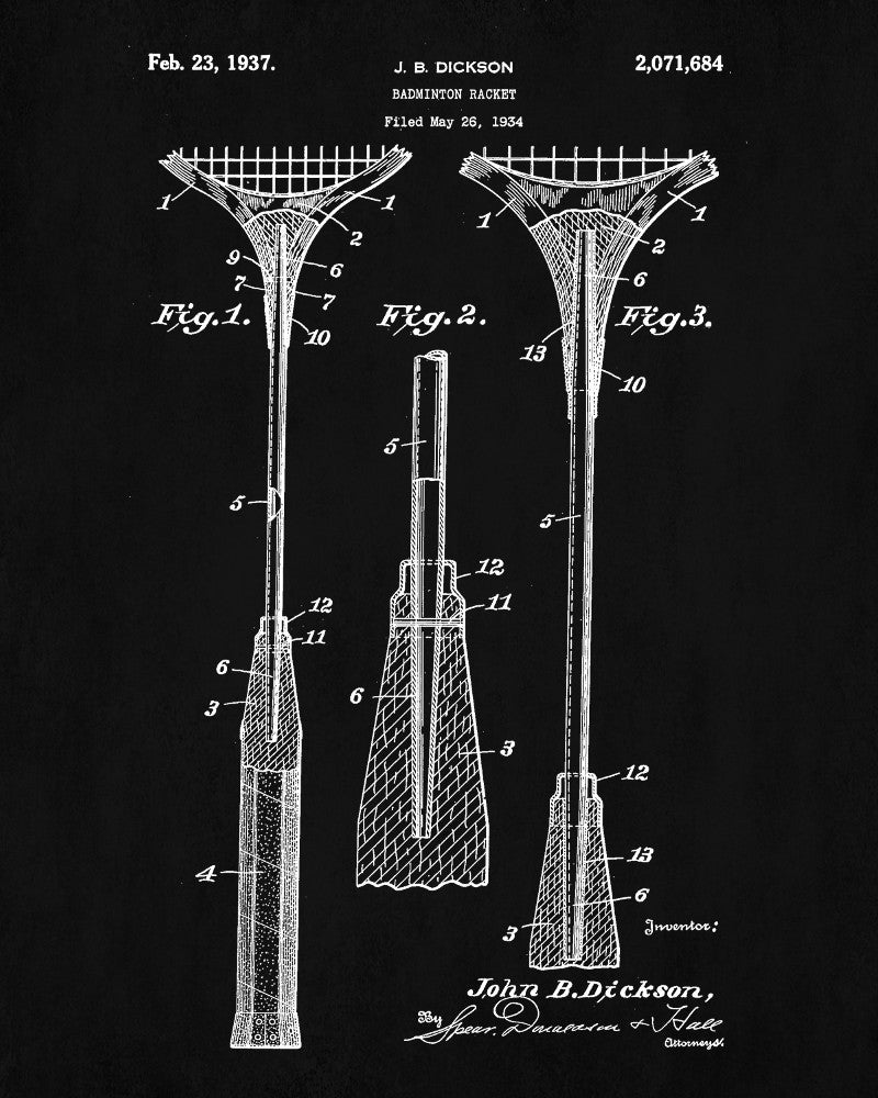 Badminton Patent Print Sports Blueprint Poster - OnTrendAndFab