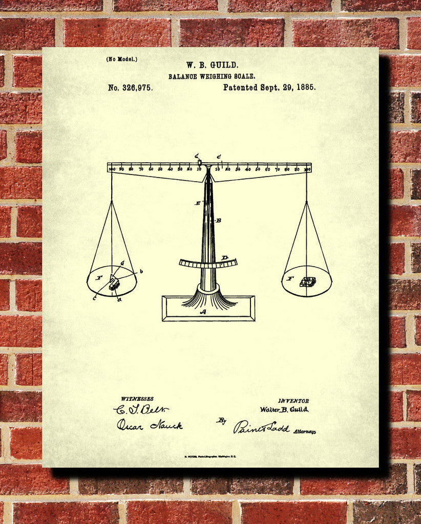 Scales Patent Print Balance Blueprint Legal Poster - OnTrendAndFab