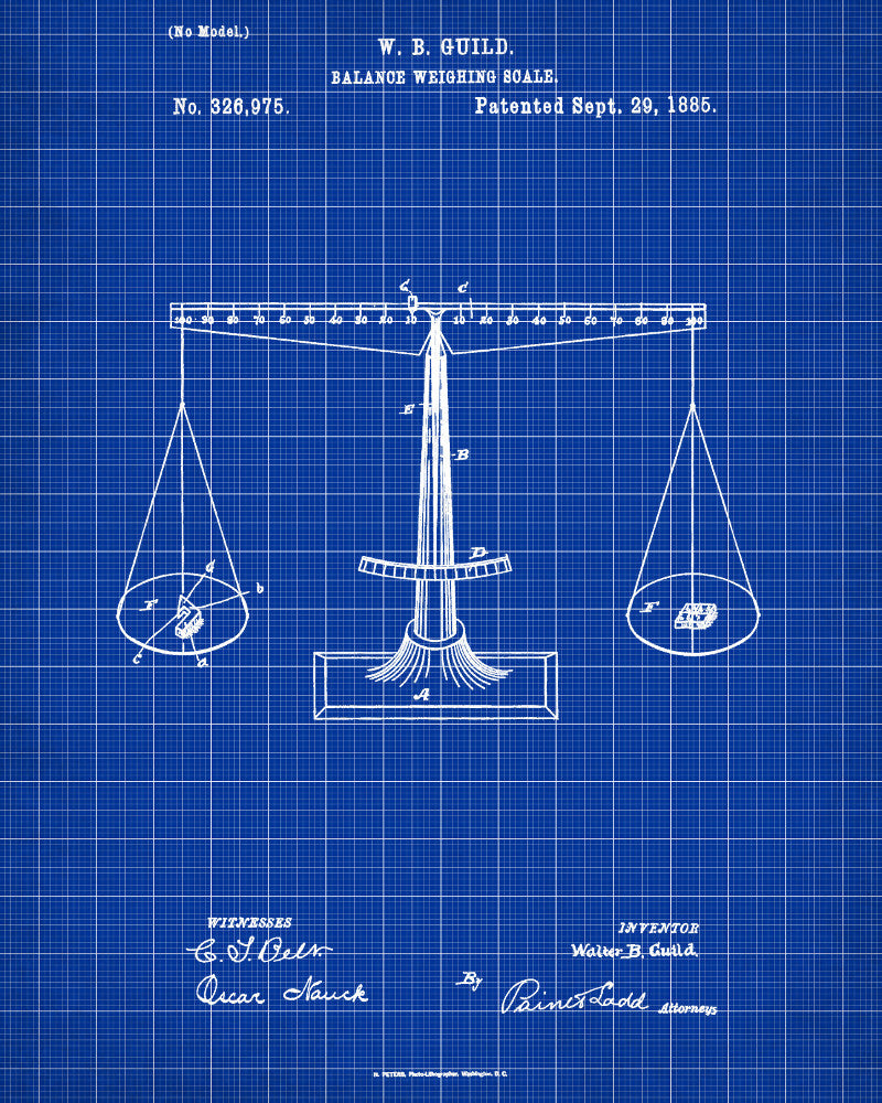 Scales Patent Print Balance Blueprint Legal Poster - OnTrendAndFab