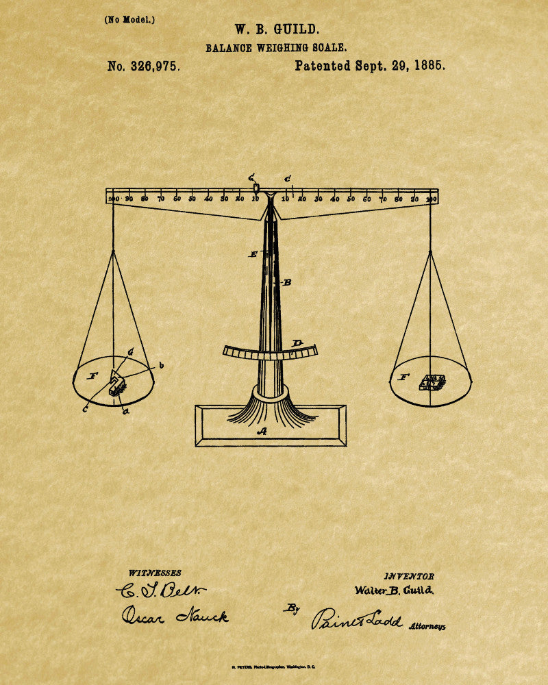 Scales Patent Print Balance Blueprint Legal Poster - OnTrendAndFab