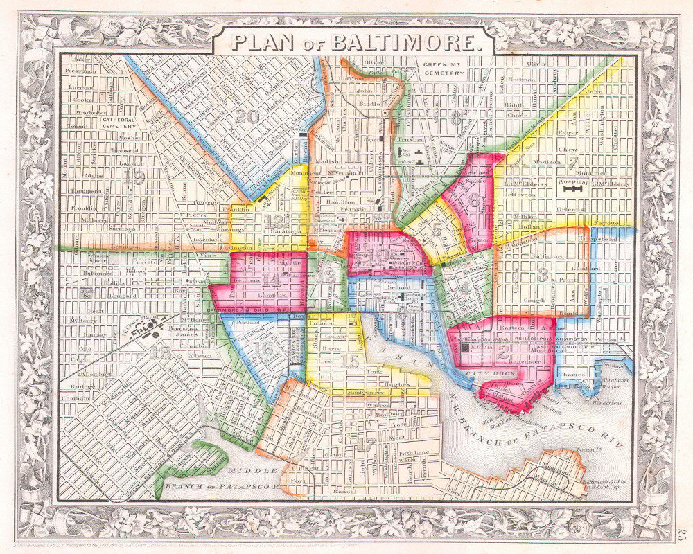 Baltimore City Street Map Print Vintage Poster Old Map as Art - OnTrendAndFab