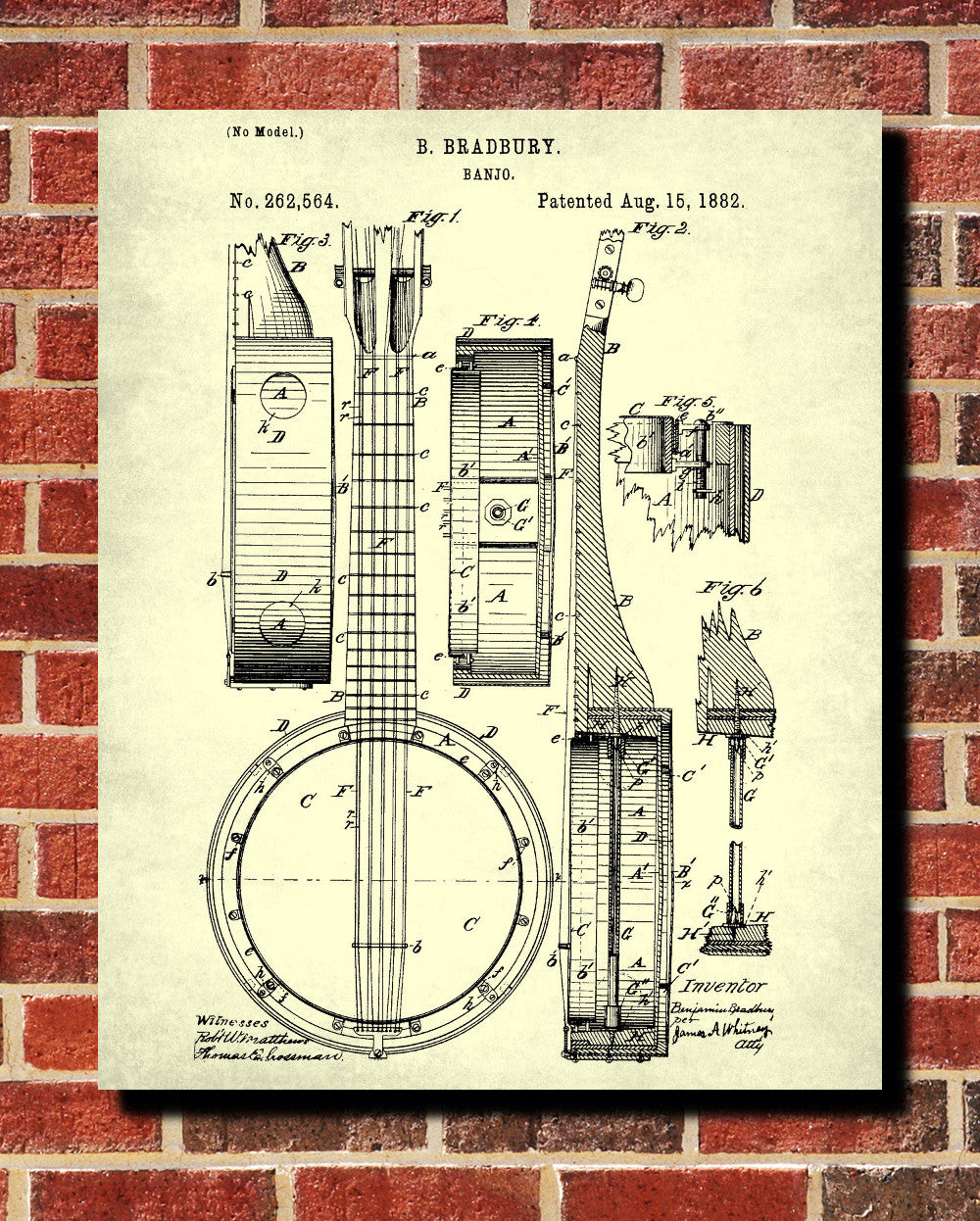 Banjo Patent Print Musical Instrument Wall Art Poster - OnTrendAndFab