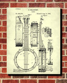 Banjo Patent Print Musical Instrument Wall Art Poster - OnTrendAndFab