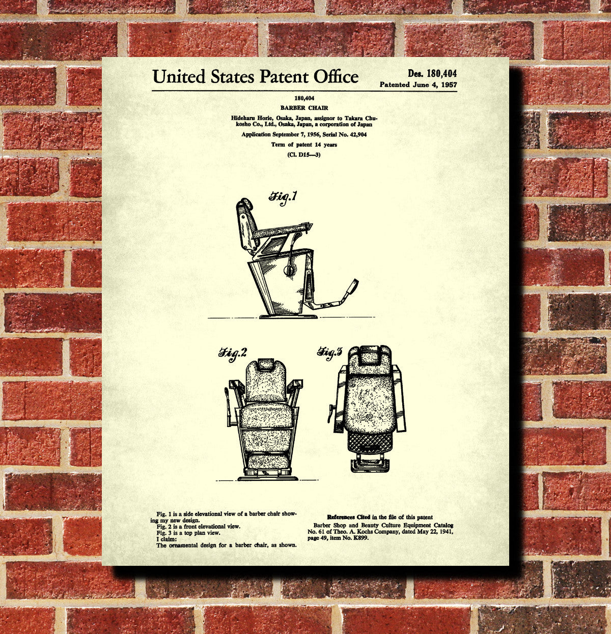 Barber Chair Patent Print Hairdressing Wall Art Poster