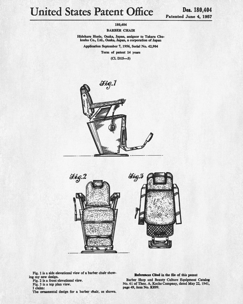 Barber Chair Patent Print Hairdressing Wall Art Poster