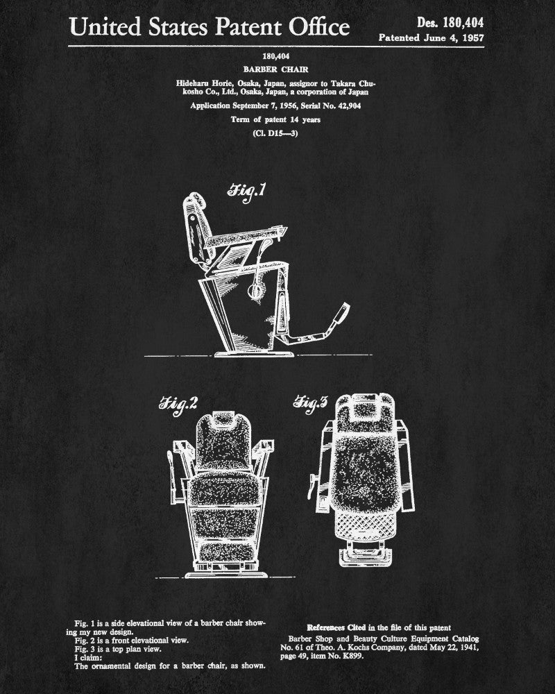 Barber Chair Patent Print Hairdressing Wall Art Poster