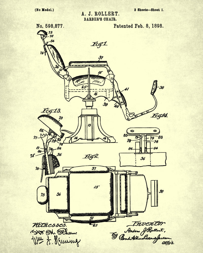 Barber Chair Patent Print Hairdressing Wall Art Poster - OnTrendAndFab
