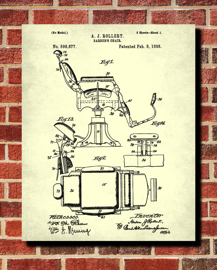 Barber Chair Patent Print Hairdressing Wall Art Poster - OnTrendAndFab