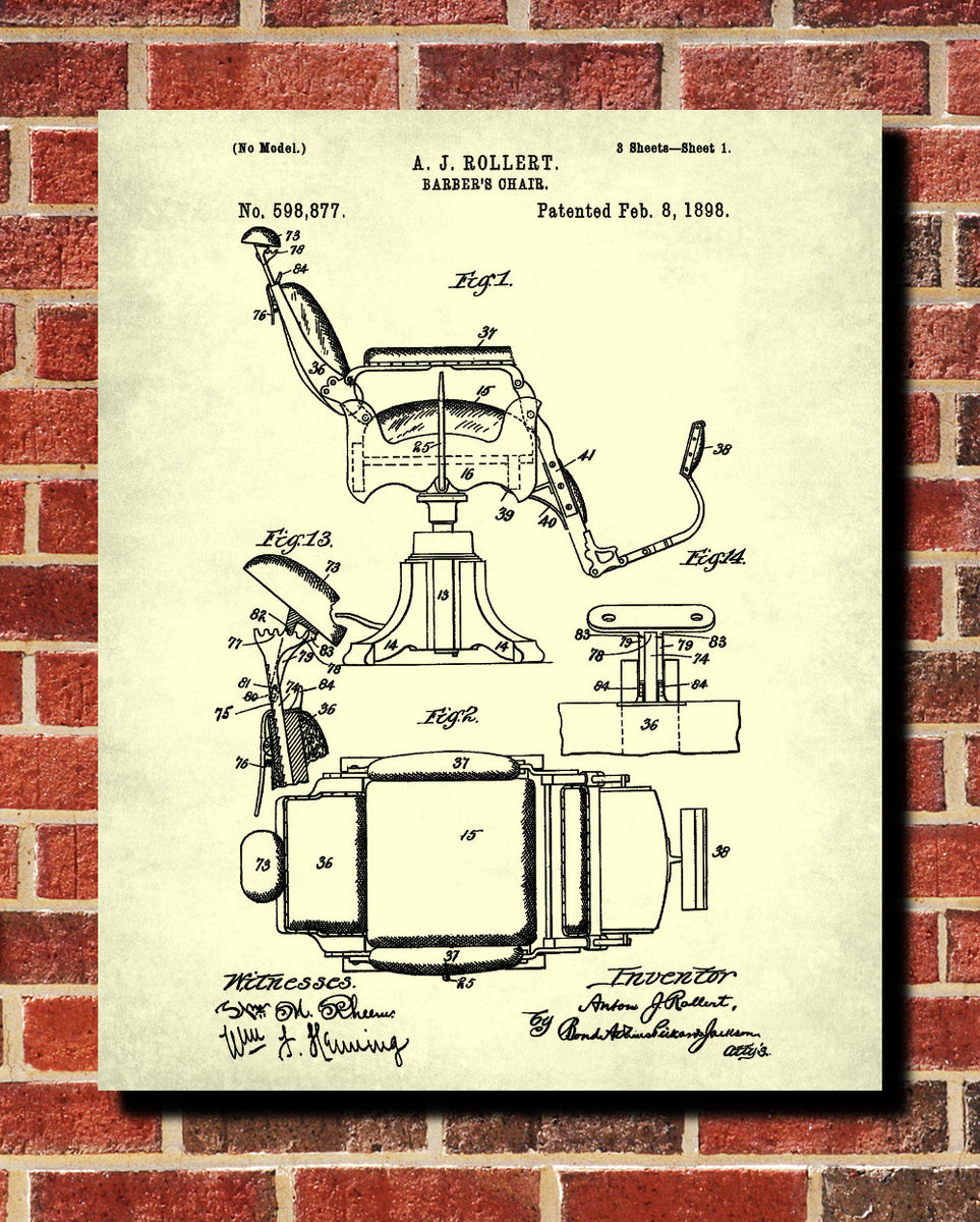 Barber Chair Patent Print Hairdressing Wall Art Poster – GalleryThane