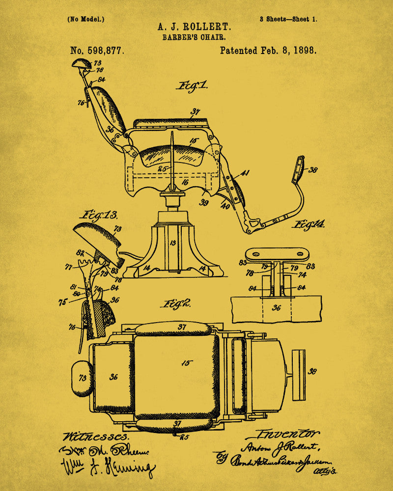 Barber Chair Patent Print Hairdressing Wall Art Poster - OnTrendAndFab