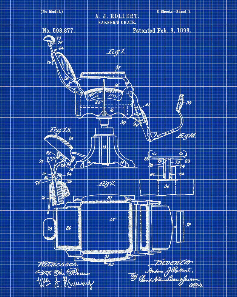 Barber Chair Patent Print Hairdressing Wall Art Poster - OnTrendAndFab