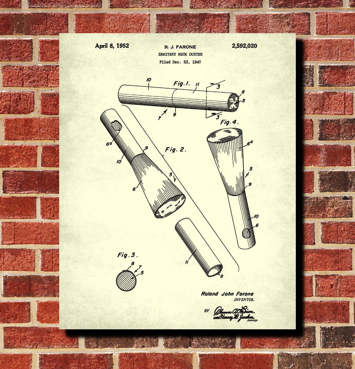 Barbers Neck Duster Patent Print Hairdressing Wall Art Poster