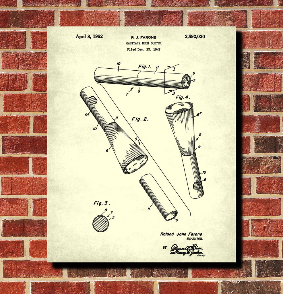 Barbers Neck Duster Patent Print Hairdressing Wall Art Poster