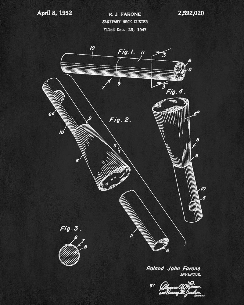 Barbers Neck Duster Patent Print Hairdressing Wall Art Poster