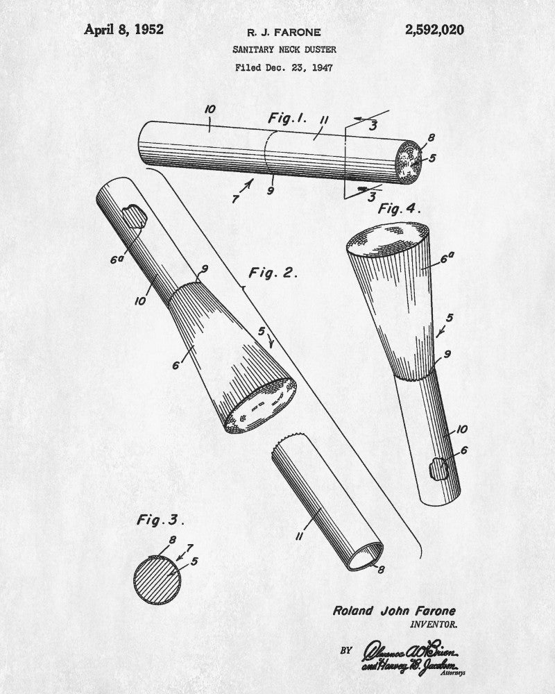 Barbers Neck Duster Patent Print Hairdressing Wall Art Poster