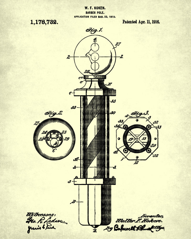 Barber Pole Patent Print Hairdressing Wall Art Poster - OnTrendAndFab