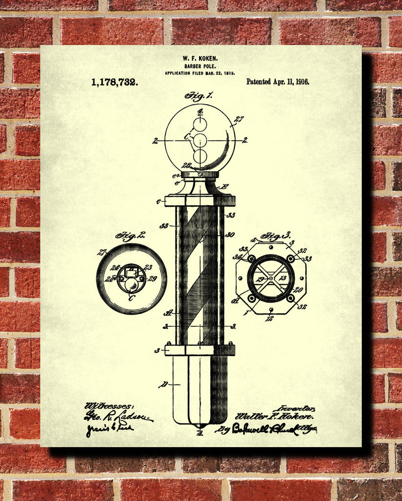 Barber Pole Patent Print Hairdressing Wall Art Poster - OnTrendAndFab