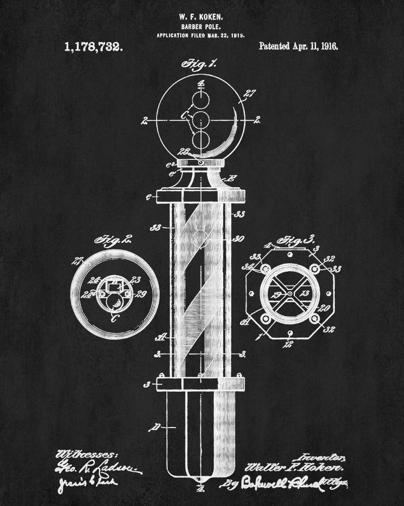 Barber Pole Patent Print Hairdressing Wall Art Poster - OnTrendAndFab