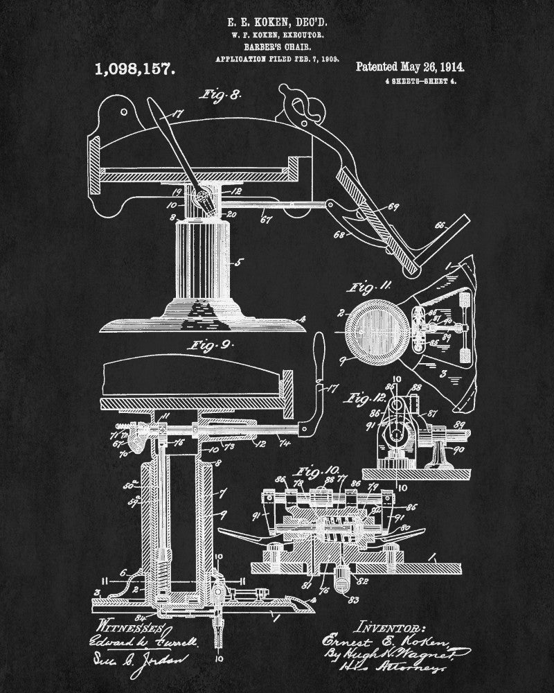 Barbers Chair Patent Print Hairdressing Salon Wall Art Poster