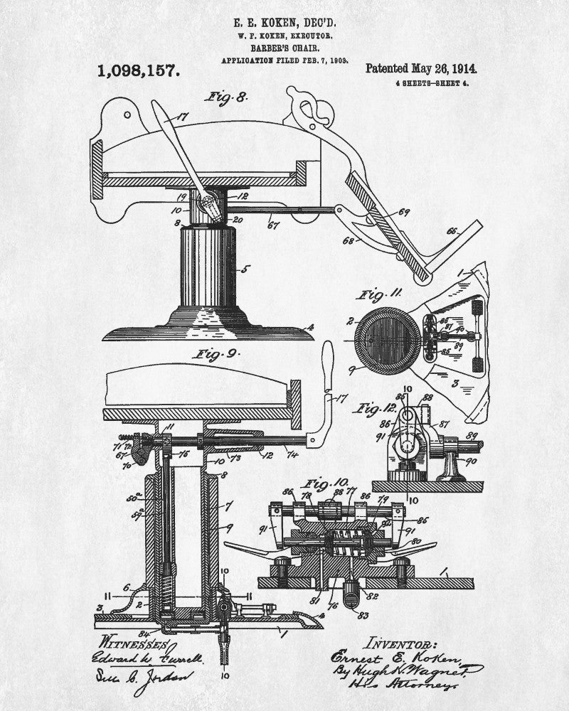 Barbers Chair Patent Print Hairdressing Salon Wall Art Poster