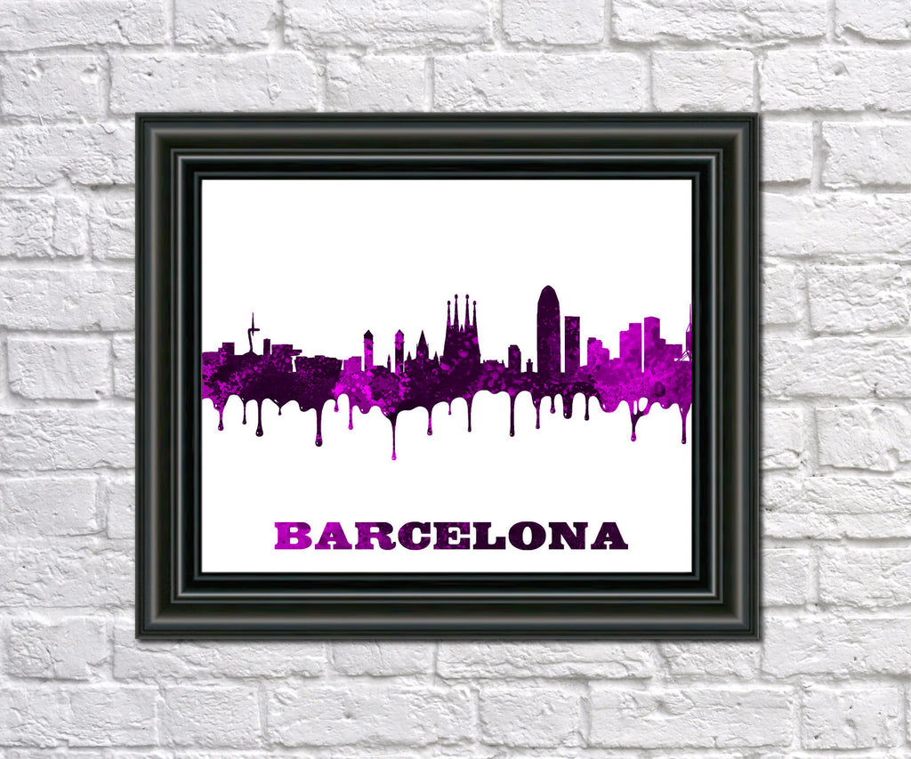 Barcelona Print City Skyline Wall Art Poster Spain - OnTrendAndFab