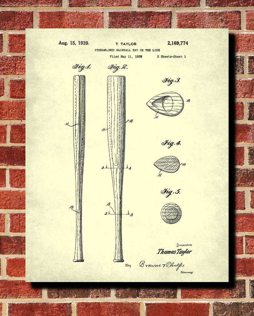 Baseball Bat Patent Print Sports Blueprint Poster - OnTrendAndFab