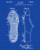 Baseball Cleats Patent Print Sports Blueprint Baseball Poster