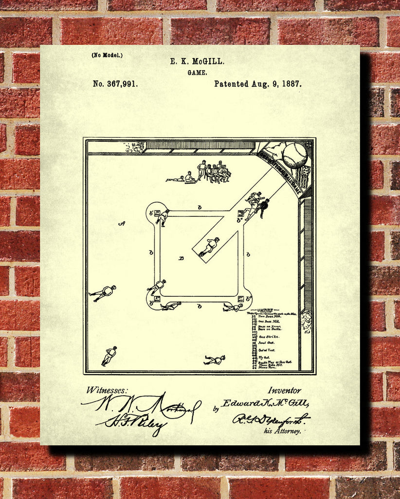 Baseball Diamond Blueprint Sports Poster Patent Print - OnTrendAndFab