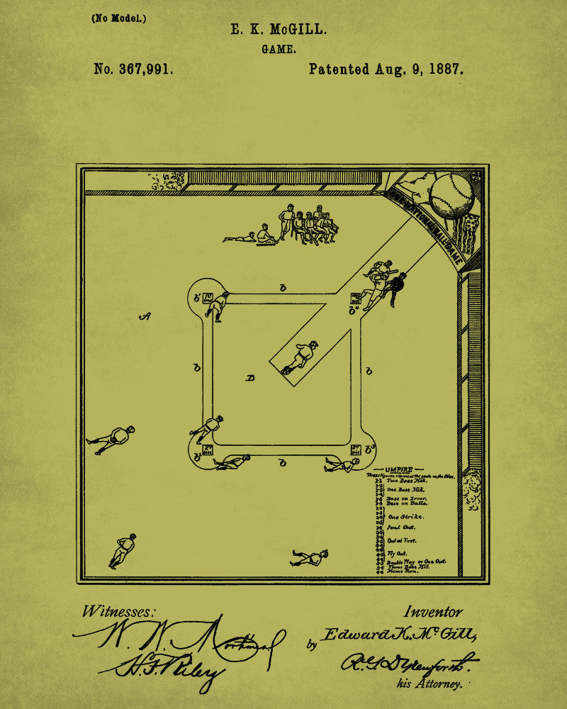 Baseball Diamond Blueprint Sports Poster Patent Print - OnTrendAndFab