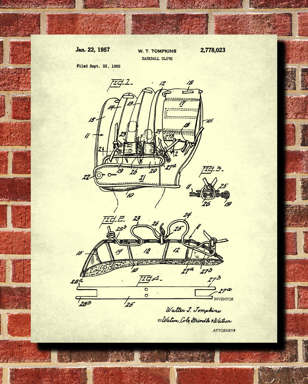 Baseball Glove Patent Print Sports Blueprint Poster - OnTrendAndFab