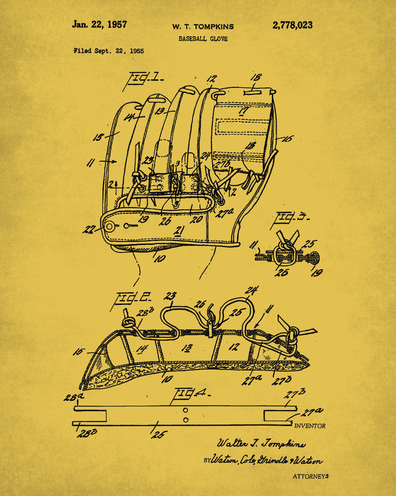 Baseball Glove Patent Print Sports Blueprint Poster - OnTrendAndFab