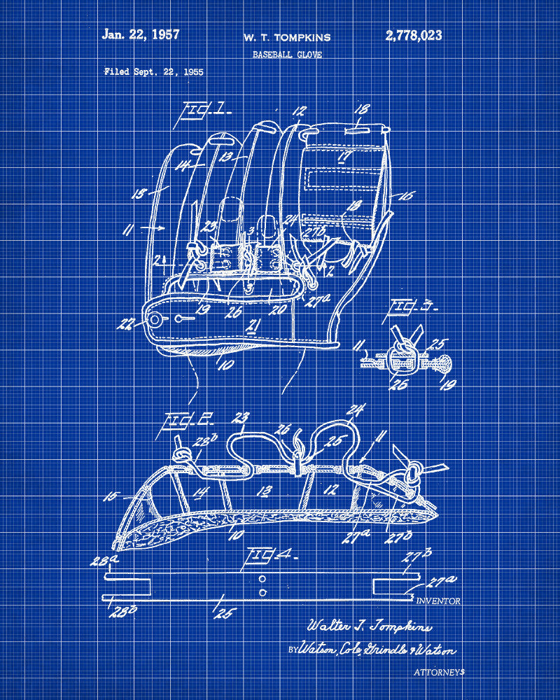 Baseball Glove Patent Print Sports Blueprint Poster - OnTrendAndFab