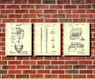 Baseball Patent Prints Set 3 Sports Blueprint Posters