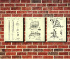 Baseball Patent Prints Set 3 Sports Blueprint Posters