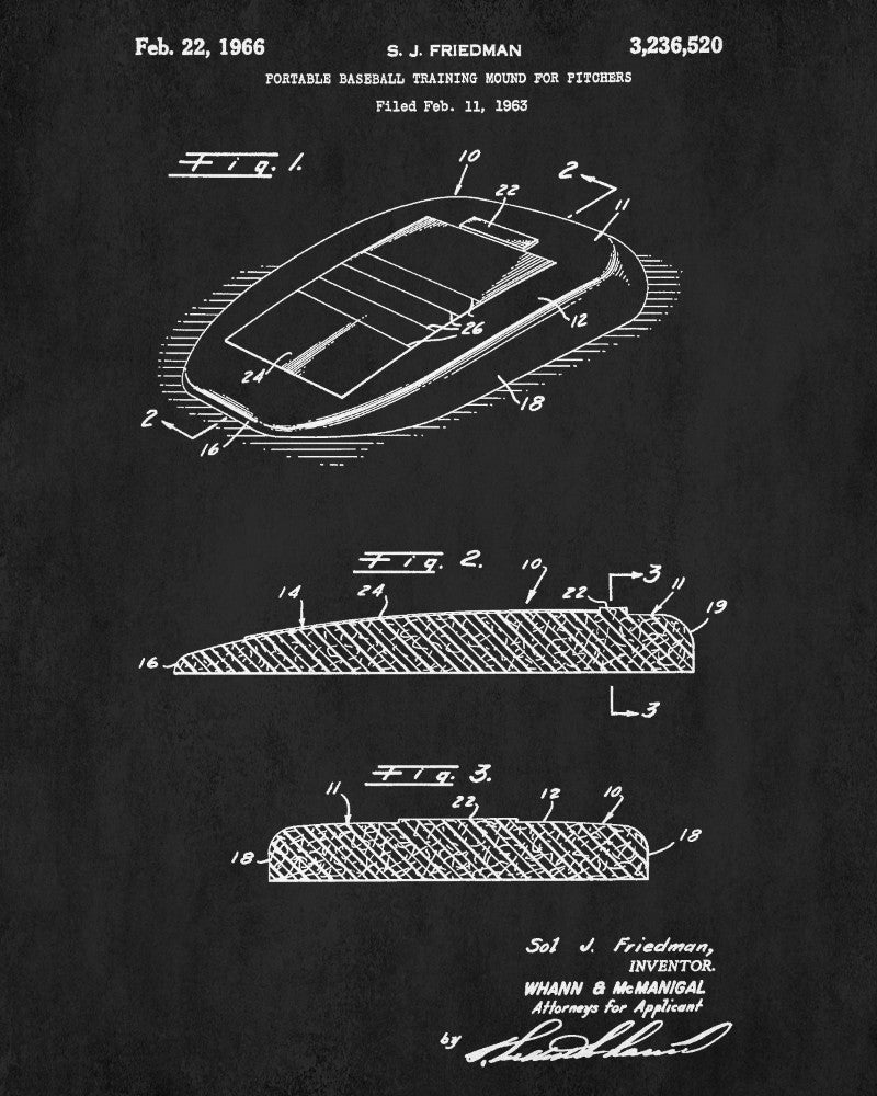 Baseball Training Mound Patent Print Sports Poster