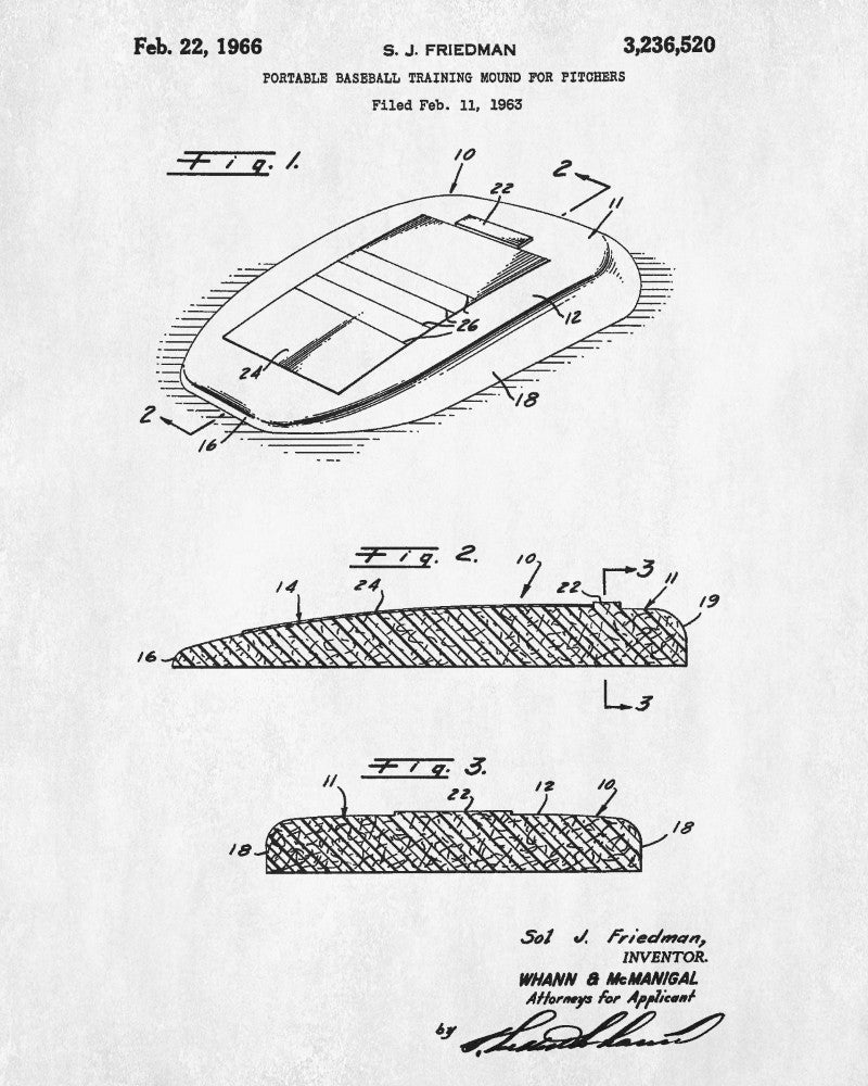 Baseball Training Mound Patent Print Sports Poster