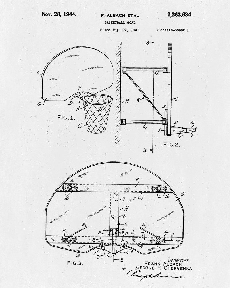 Basketball Hoop Patent Print Sports Blueprint Poster - OnTrendAndFab