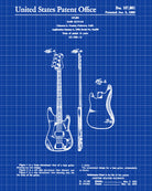 Fender Bass Guitar Patent Print Musical Instrument Poster