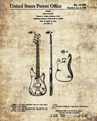 Fender Bass Guitar Patent Print Musical Instrument Poster