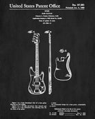 Fender Bass Guitar Patent Print Musical Instrument Poster