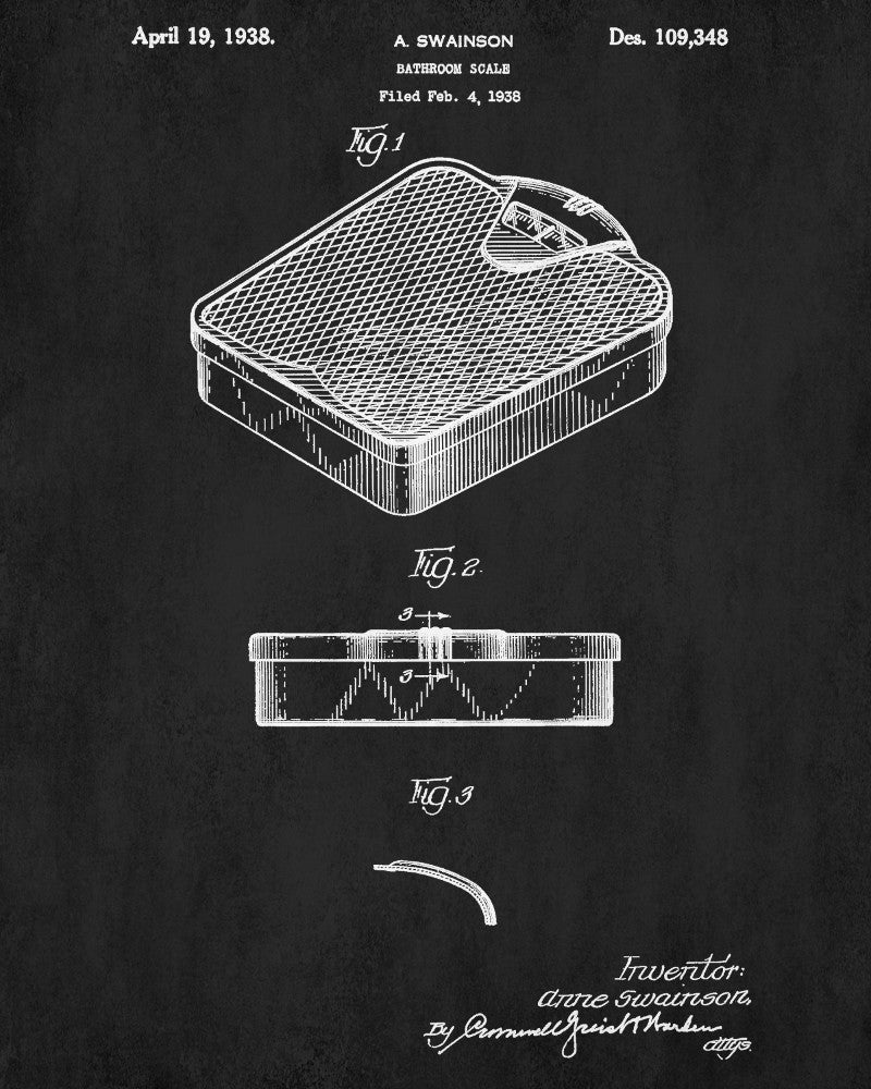 Bathroom Scales Patent Print Bathroom Blueprint Wall Art - OnTrendAndFab