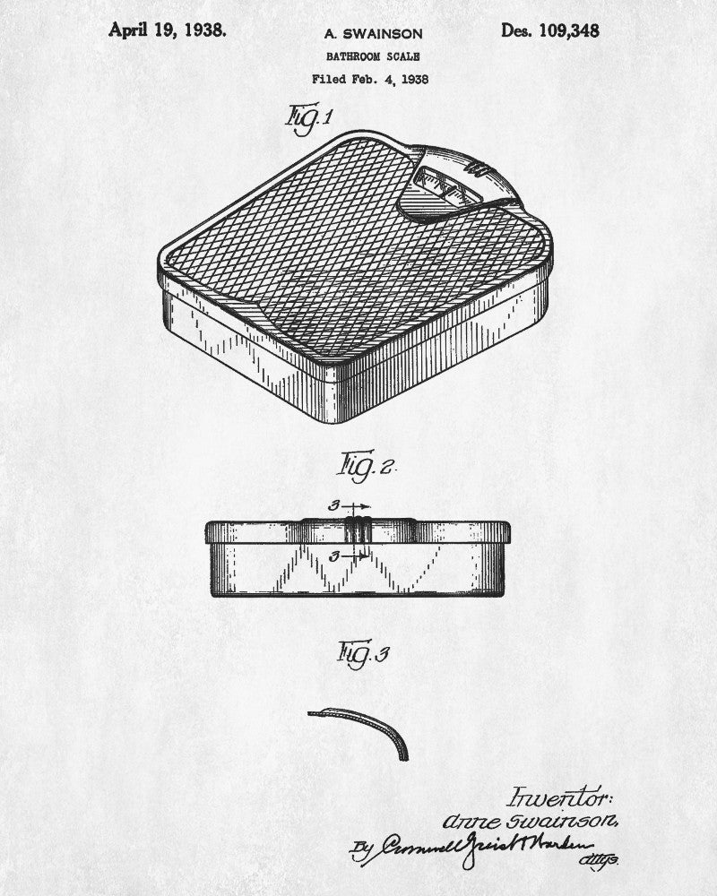 Bathroom Scales Patent Print Bathroom Blueprint Wall Art - OnTrendAndFab